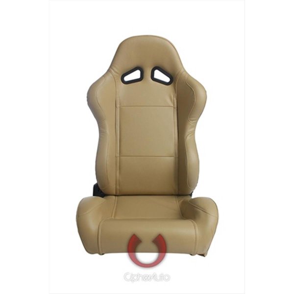 Cipher Cipher CPA1001 Beige Synthetic Leather Universal Racing Seats; Sold as a Pair CPA1001PBG